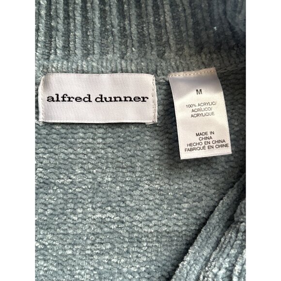 Alfred Dunner Womens Medium Light Blue Full-Zip Cable Knit Sweater/Cardigan - Picture 4 of 7